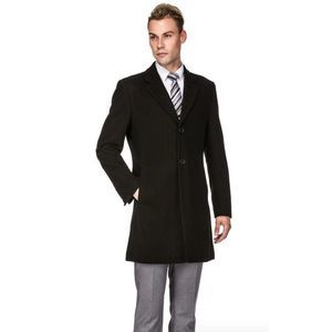 NWT Braveman Single Breasted Black Wool-Blend Overcoat XXL
